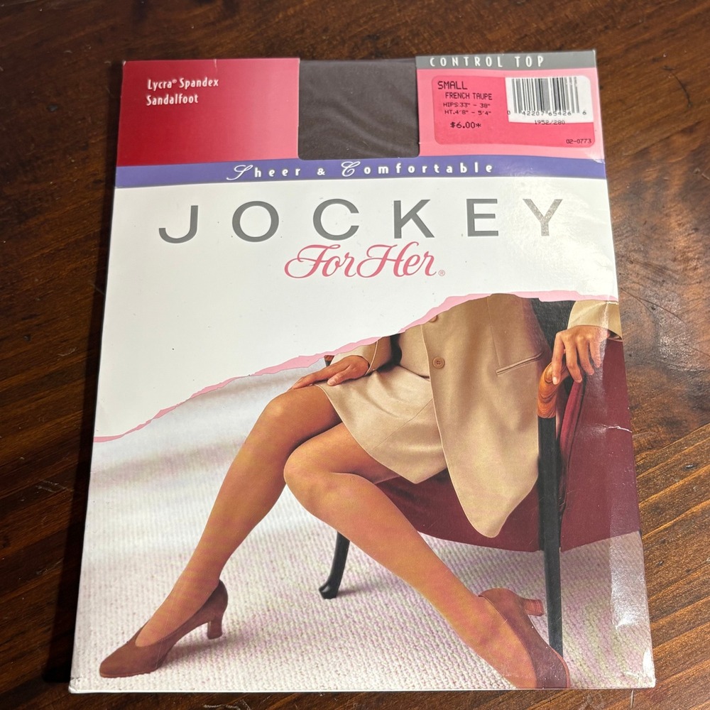 Jockey Pantyhose Womens Small French Taupe For Her Sheer Control Top Vintage NEW